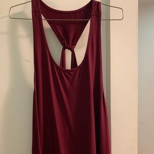 Maroon tank with razor back detailing